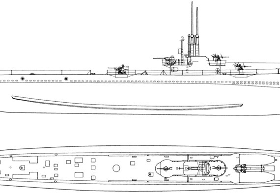 Подводная лодка USS SS-212 Gato 1943 [Submarine] - чертежи, габариты, рисунки